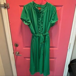 ModCloth Retro Green & White Polka Dot Dress